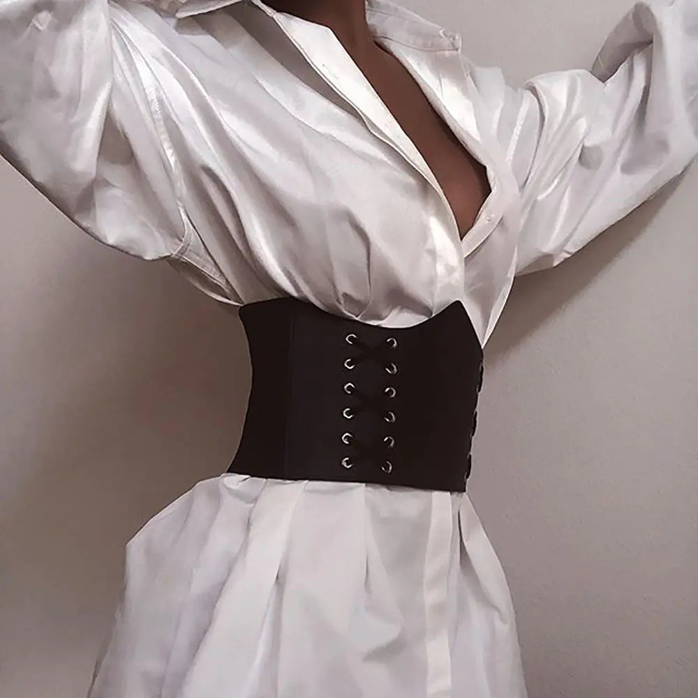 Deep V Neck Ruffled Waist Shirt Dress for Women