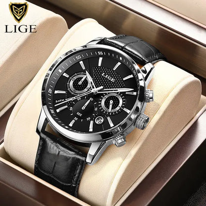 LIGE Top Brand Luxury Leather Casual Quartz