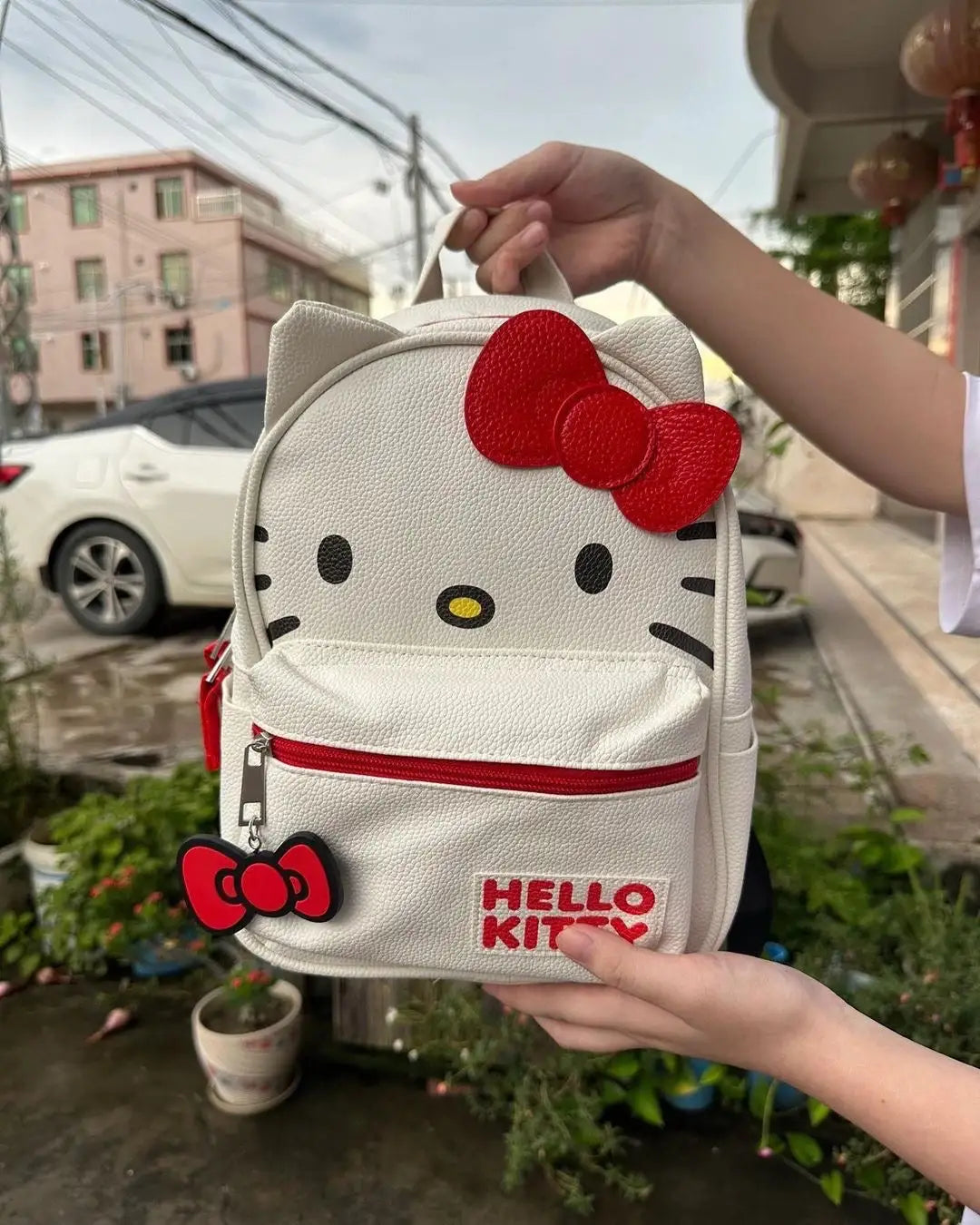 Red White Bow Backpack Bag