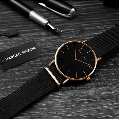 Men's Full Black Slim Simple Unisex Wristwatch