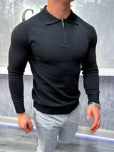 Long Sleeve Polo Shirt - Black