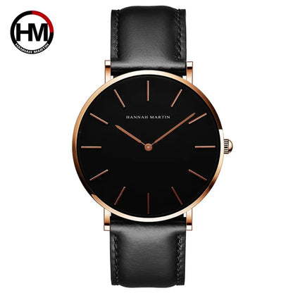 Men's Full Black Slim Simple Unisex Wristwatch